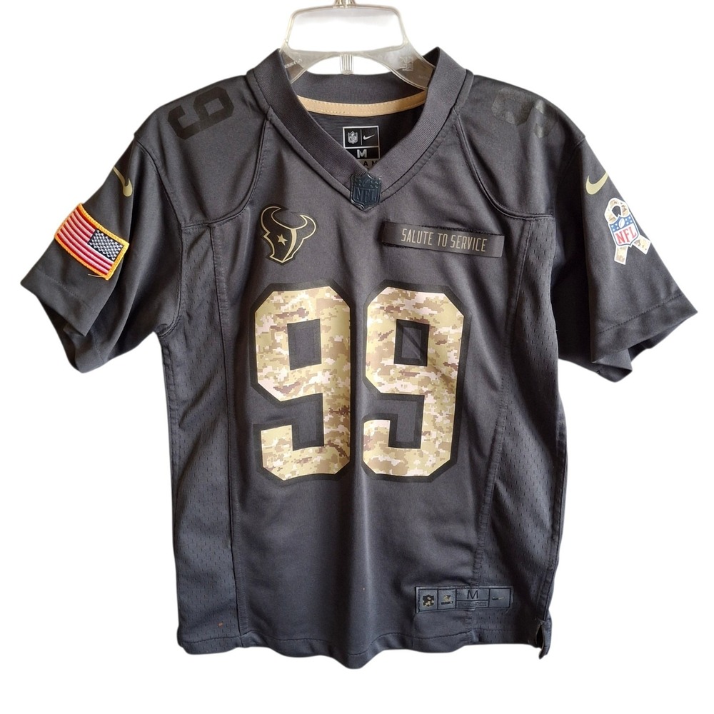 Nike JJ Watt Houston Texans Youth Medium Salute To Service Jersey Camo #99 Black